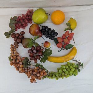 Vintage Faux Fruit Plastic Artificial Lot of 15 Pieces Read Description